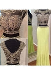 2024 Two-Piece Scoop Column Prom Dresses Beaded P6JA3D82