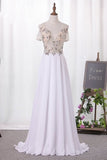 2024 Prom Dresses A Line Straps Beaded Bodice Chiffon PN965ZK3