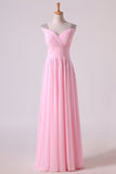 2024 Straps Prom Dresses Beaded Straps Chiffon Floor Length P92PRY7F