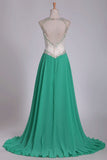 2024 Prom Dresses A Line V Neck Chiffon With Beading Open PSN34Y58