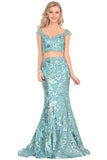 2024 Mermaid Cap Sleeves Tulle Prom Dresses With Beads&Sequins PG6QTT8R