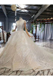 Ball Gown Wedding Dresses One And Half Meter Train Short Sleeves Top Quality Appliques P1JMMXH7