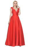 2024 V-Neck Bubble Shoulder A-Line Satin Evening PKJ1LTLG