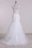 2024 New Arrival Spaghetti Straps Mermaid Wedding Dresses Tulle PL7ZC7E7