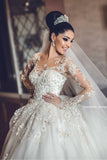 Wedding Dresses Scoop Long Sleeves A Line Tulle With Applique P72ALREB