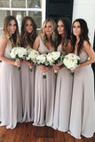 Simple Elegant Long A-Line Chiffon Open Back Bridesmaid Dresses P216DPK2