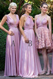 Charming Lilac A-Line V-Neck Floor-Length Convertible Bridesmaid Dresses, Prom Dresses STI15102