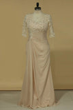 2024 Chiffon V Neck With Applique And Ruffles Sheath Mother Of The Bride P61EPAPG