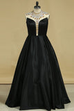 2024 New Arrival Prom Dresses High Neck Satin With Beading PNFPR67K