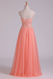 2024 New Arrival Strapless A Line Prom Dresses Tulle With PB8FNQMC