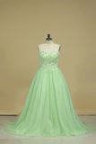 2024 New Arrival Sweetheart Prom Dresses A Line Tulle Sweep Train With PPBDHYSP