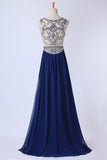 2024 Hot Selling Scoop A Line Full Length Prom Dress Beaded Tulle Bodice With Chiffon Skirt Ready To P9CE8T4M