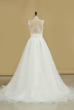 2024 New Arrival Scoop With Applique Organza Wedding Dresses PC1TLBL3