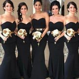 Elegant Mermaid Black Sweetheart Strapless Bridesmaid Dresses with Lace STI20462