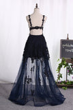 2024 Open Back V Neck Prom Dresses A Line Tulle PFKH8ZRG