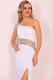 2024 Spandex One Shoulder Mermaid Sweep Train Prom PRKTR1A2