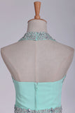 2024 Mint Homecoming Dresses Halter A-Line Short/Mini Chiffon With PLS7BGK8