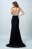 2024 Prom Dresses Full Beaded Bodice Backless Chiffon Sweep Train PBBEFT1E