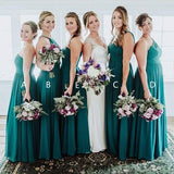 Elegant A Line Green Floor Length Bridesmaid Dresses, Long Prom STI20460