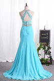 2024 Prom Dresses Mermaid Scoop Chiffon With Applique P68XTJNP