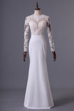 Wedding Dresses Scoop Long Sleeves With Sash Sweep P8TBNJ5Y