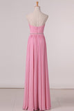 2024 New Arrival Sweetheart Bridesmaid Dresses Chiffon With Ruffles And PPDQALNY