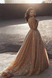 Sparkly A Line Elegant Court Train Prom Dress Evening PQ9EHBE5