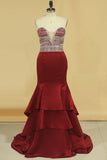 2024 Prom Dresses Mermaid Sweetheart Beaded Bodice Satin P6678R8F