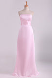 2024 Strapless Bridesmaid Dresses A Line With Ruffles PKLLDTTP