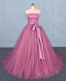 Princess Ball Gown Strapless Wedding Dresses with Lace, Quinceanera Dresses STI15295