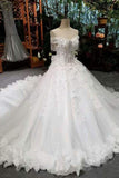 2024 Wedding Dresses Off The Shoulder Ball Gown Tulle Lace Up With Appliques And PNPZNB8X