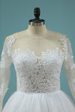 2024 Wedding Dresses Scoop Long Sleeves A Line Tulle PLXLME5B