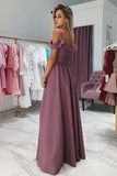 Pretty Off The Shoulder Spaghetti Straps Long Elegant Prom Dresses PDG1CLAP