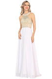 2024 Halter Beaded Bodice Prom Dresses A Line Chiffon PAYLBTGK