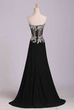 2024 Prom Dresses Mermaid/Trumpet Black Sweetheart Chiffon With PTP8NJKA