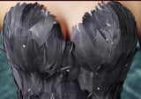 Elegant High Low Strapless Sweetheart Feathers Tulle Gray Prom Dresses with Lace STI20415