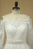 2024 Wedding Dresses Boat Neck A Line Tulle With Applique PZRQ7FPT