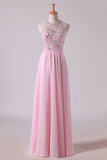 2024 Simple Prom Dresses Scoop A Line Chiffon With Beading PNDJ65B8