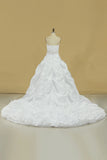 2024 New Arrival Sweetheart Wedding Dresses With Ruffles And Beads Chapel Train PB5QTSK6