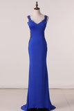 2024 New Arrival Spaghetti Straps Column Prom Dresses With Beading And PLJJKA2M