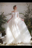 Wedding Dress With 3/4 Sleeves And Appliques PLQLKYGK