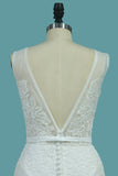 2024 Lace V Neck Wedding Dresses Mermaid With Sash P8Y3Q27P