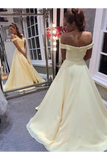 Elegant Off The Shoulder A-Line Chiffon&Satin Sweep Train Simple Prom STIPTJ1FRBQ