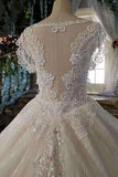 2024 New Arrival Short Sleeves Wedding Dresses With Appliques And Sequins PQ3PFEYC