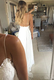 Elegant A Line Spaghetti Straps V Neck Top Lace Wedding Dresses, Bridal STI20461