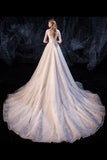 Ball Gown Tulle Wedding Dresses Short Sleeves Appliques PCJ9RAG4