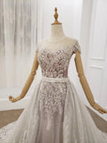 Princess Ball Gown Round Neck Beads Appliques Quinceanera Dresses, Formal STI20483