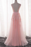 2024 New Arrival V Neck Tulle With Applique And Sash A Line P33L1JTP