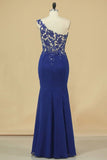 2024 Mermaid One Shoulder Prom Dresses Chiffon With Applique & PGJ42MMG