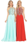 2024 A Line Chiffon Spaghetti Straps Prom Dresses With Beading Floor PAL1N2JN